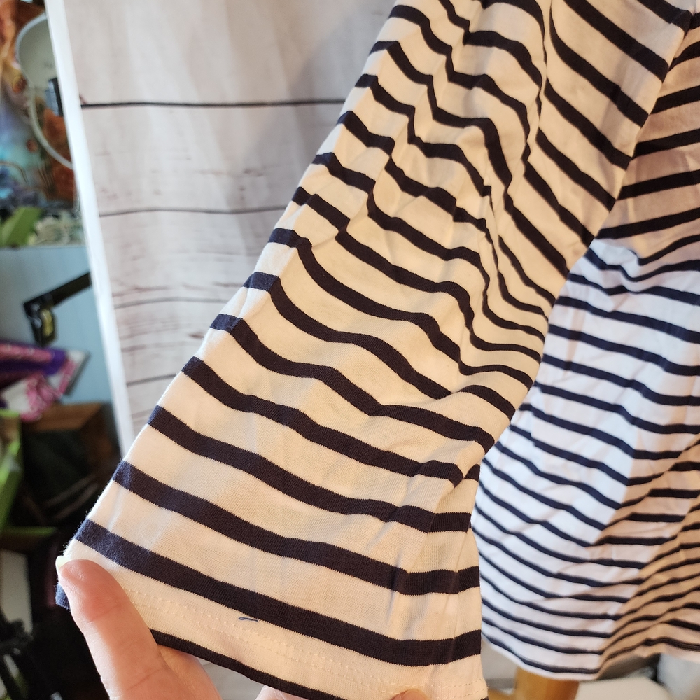 Striped Shirt with Red Crab Nautical 3 Quarter Sleeve - Picture 6 of 12